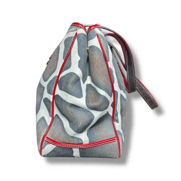 Dooney & Bourke Giraffe Print Leather Tote Purse w/ Matching Clutch & Key Case - Picture 6 of 11